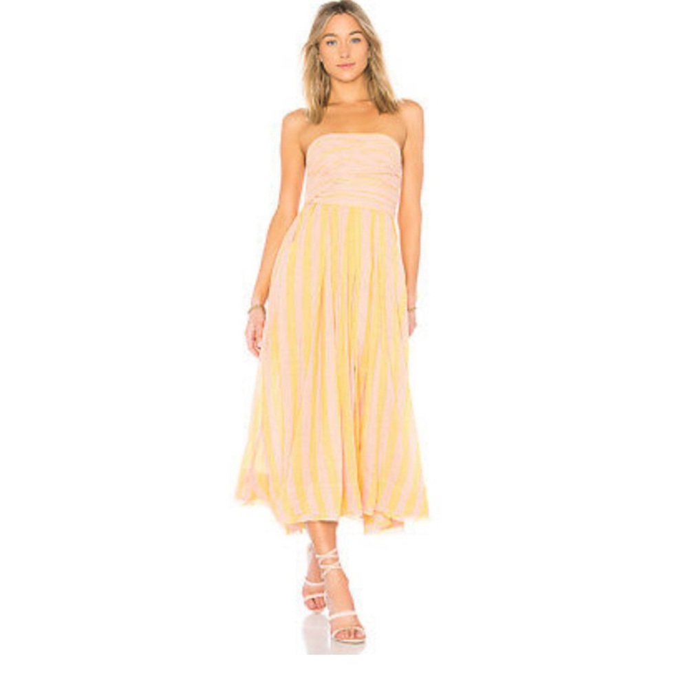 Free People dress. Size Med. Peach and yellow stripe.